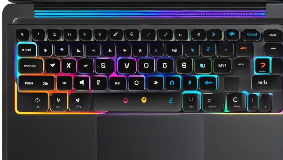 Visualize a laptop keyboard with colorful